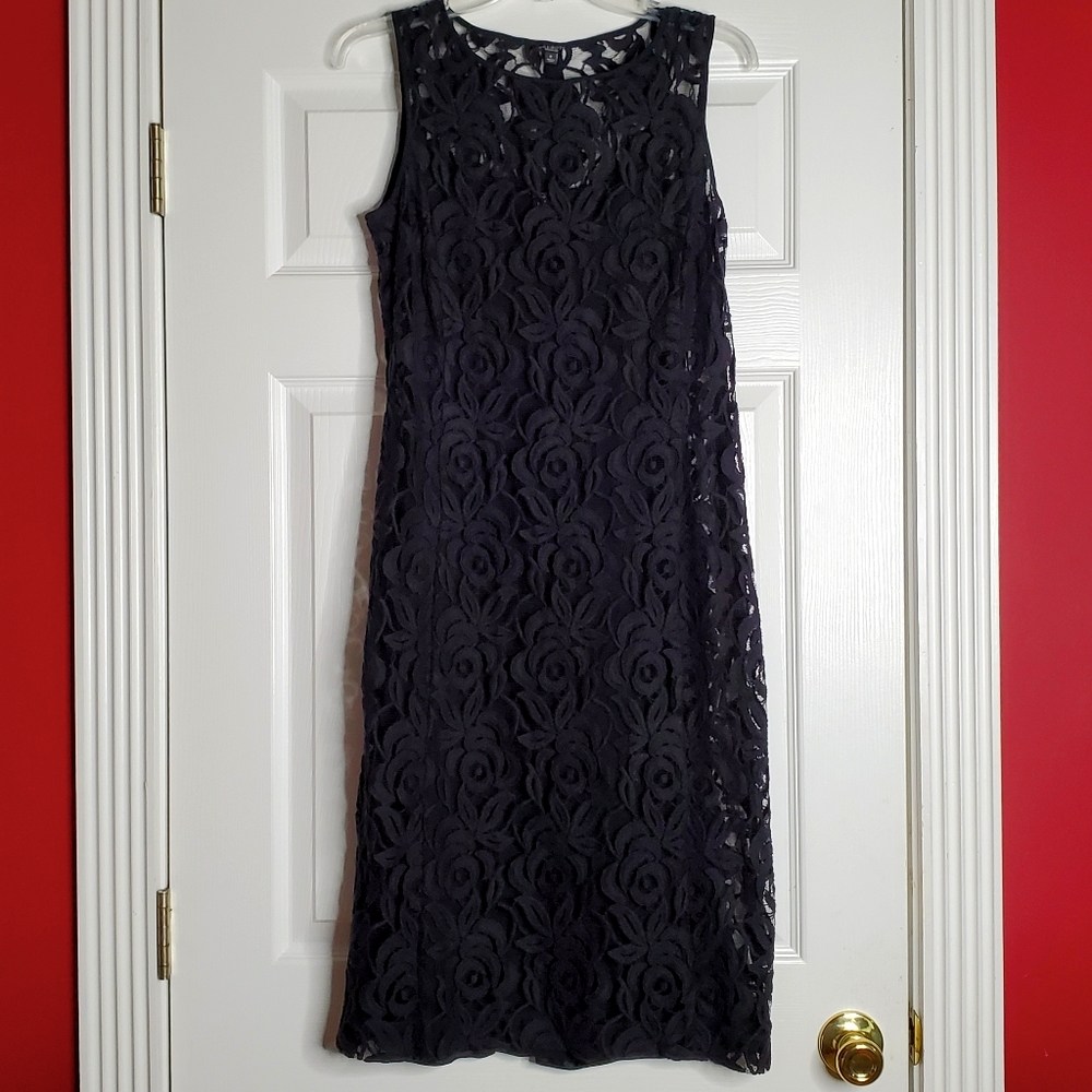 Talbots size 8 black lace dress w/ sep. Bk slip